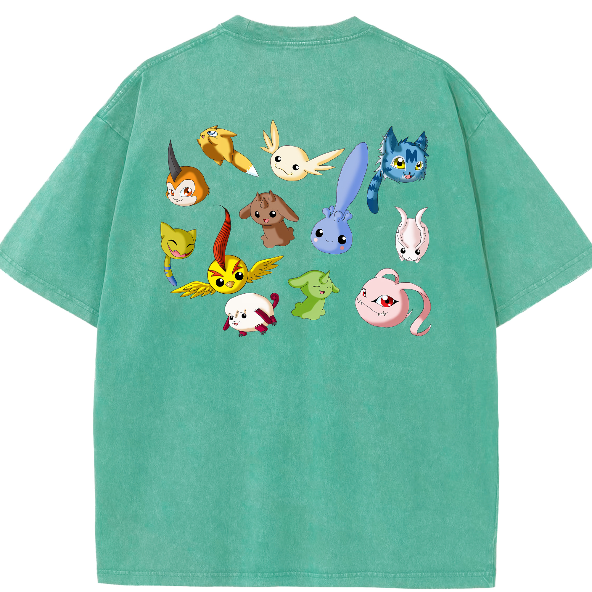 （画像用） Digimon デジタルモンスター/デジモン 綿100% ヴィンテージ風 半袖Tシャツ（背面プリント）